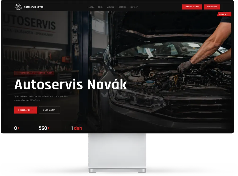 Mockup autoservisu červená