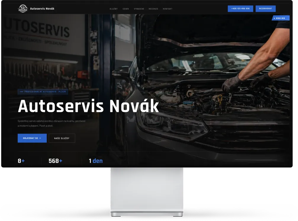 Mockup autoservisu modrá